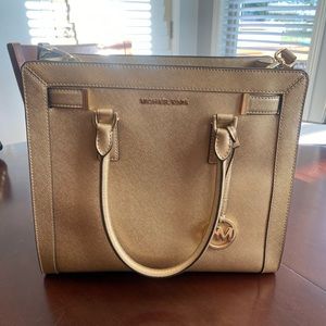 Michael Kors Large Gold Handbag with Crossbody Handle